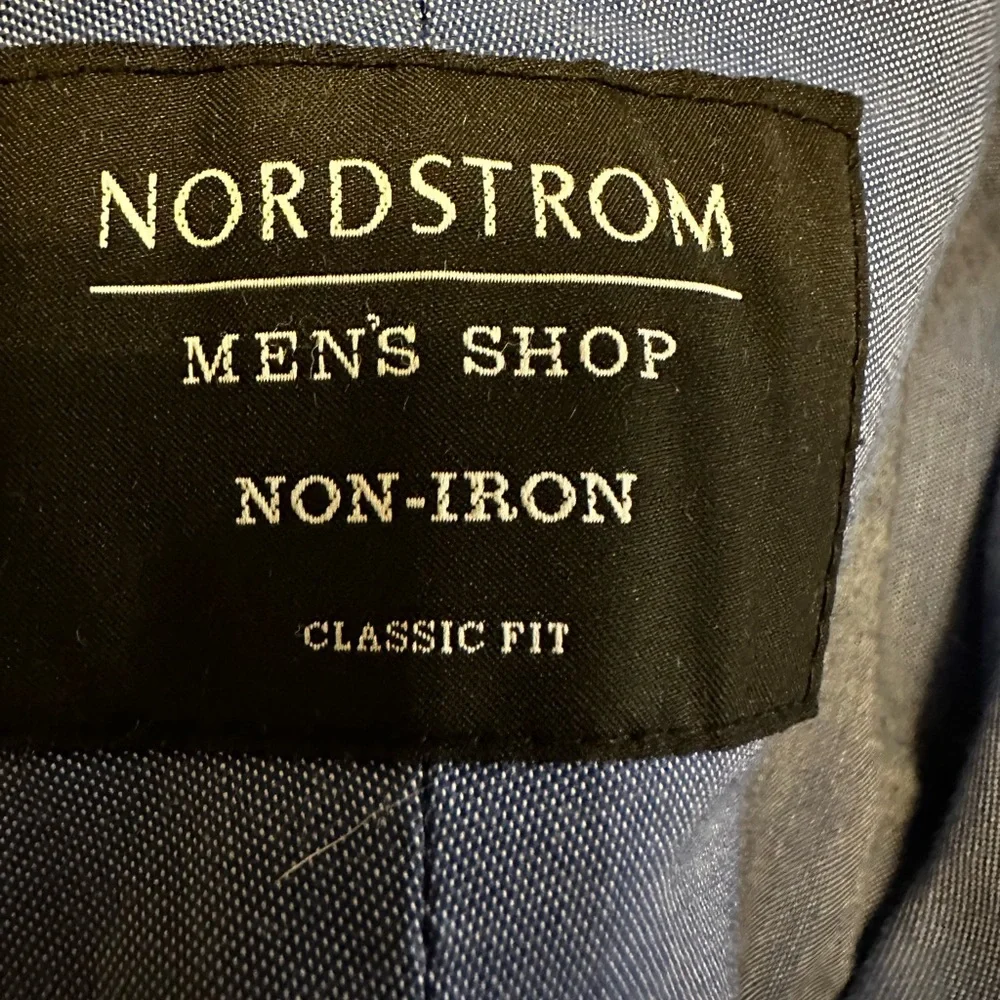 Nordstrom Mens Shop Non Iron 18.5 Long Sleeve Button Up Shirt Classic Fit 34” - Picture 6 of 9